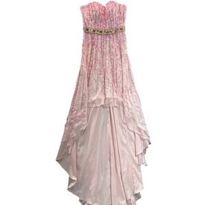 Sherri Hill Vintage 8503 Pink Strapless High-Low Iridescent Sequins Prom Dress 4